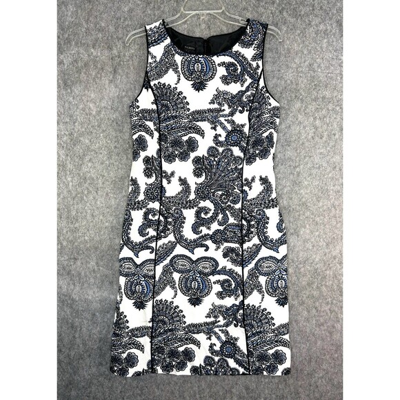 Talbots Dresses & Skirts - Talbots Sleeveless White Black Blue Paisley Mini Dress Size 12